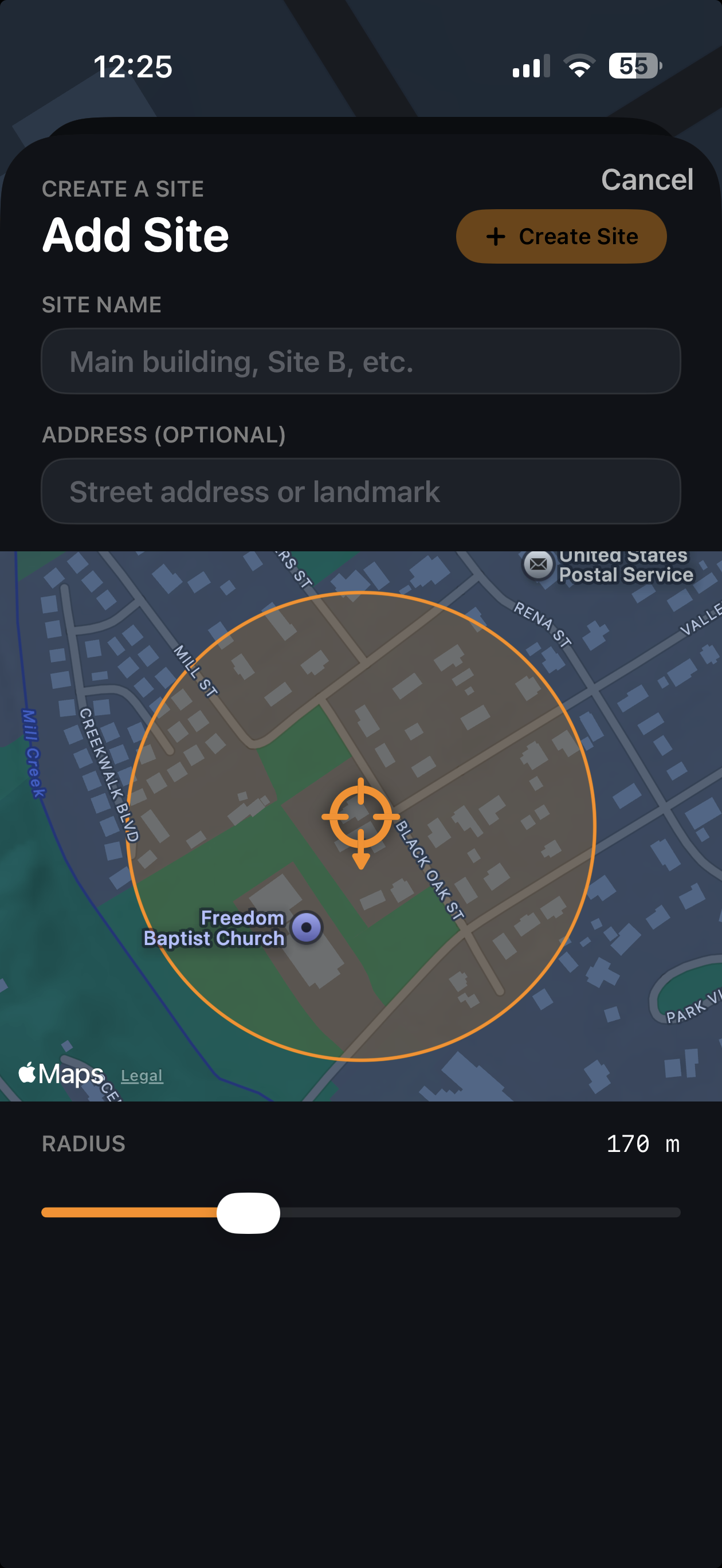 Add a geofenced site