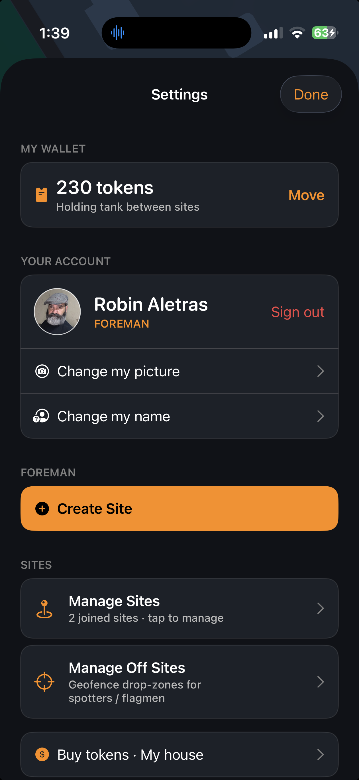 Wallet and settings
